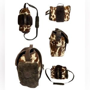 Vintage Rare ULA Handbag  Crossbody Shoulder in Brown and Cream Cow Hide Leather